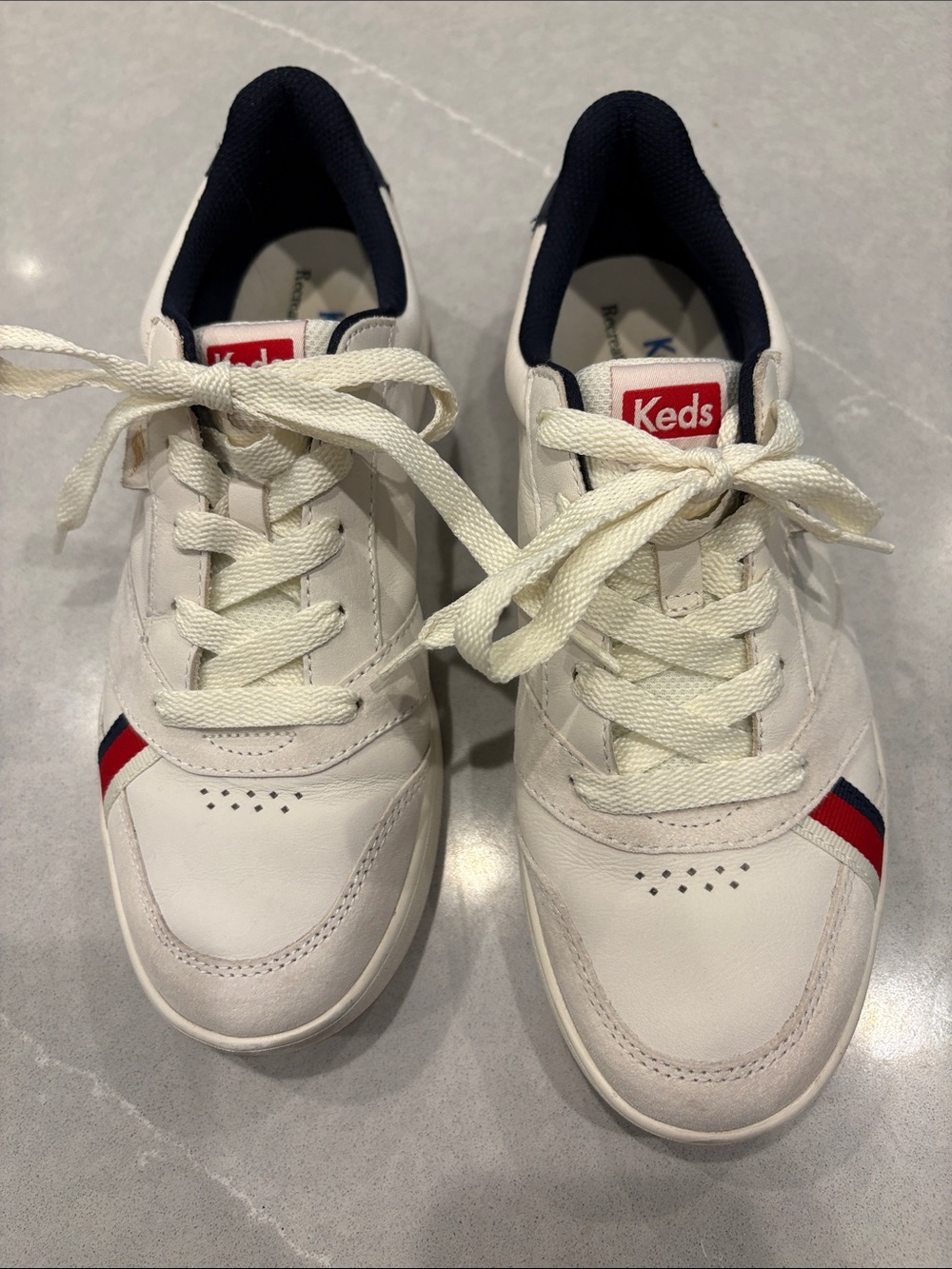 Keds White Sneakers with Red and Navy Accent